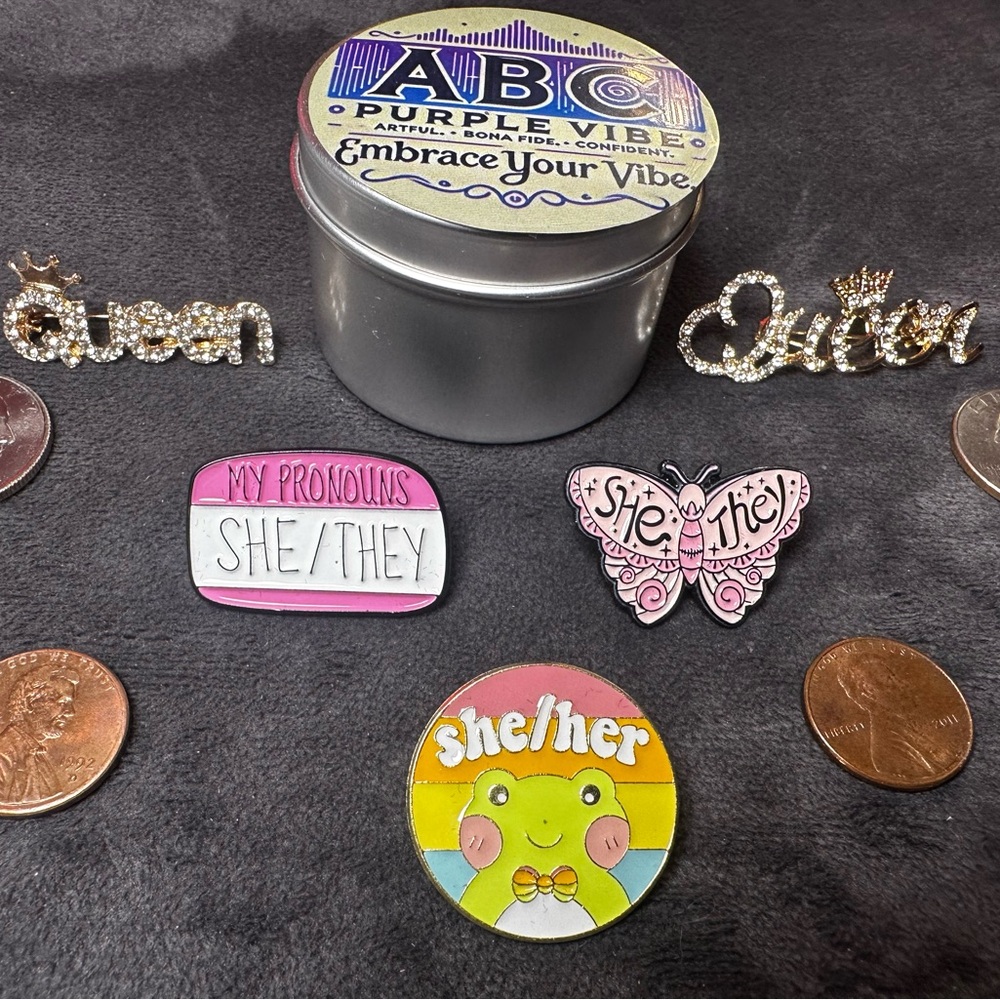 ✨ ABC Purple Vibe Enamel Pins | Feminist, Pride, Self Love | Bundle & Save 💜 - Picture 4 of 4